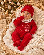 Ensemble bébé Mon Premier Noel brodé - 4 pièces en velours - 0/3 mois