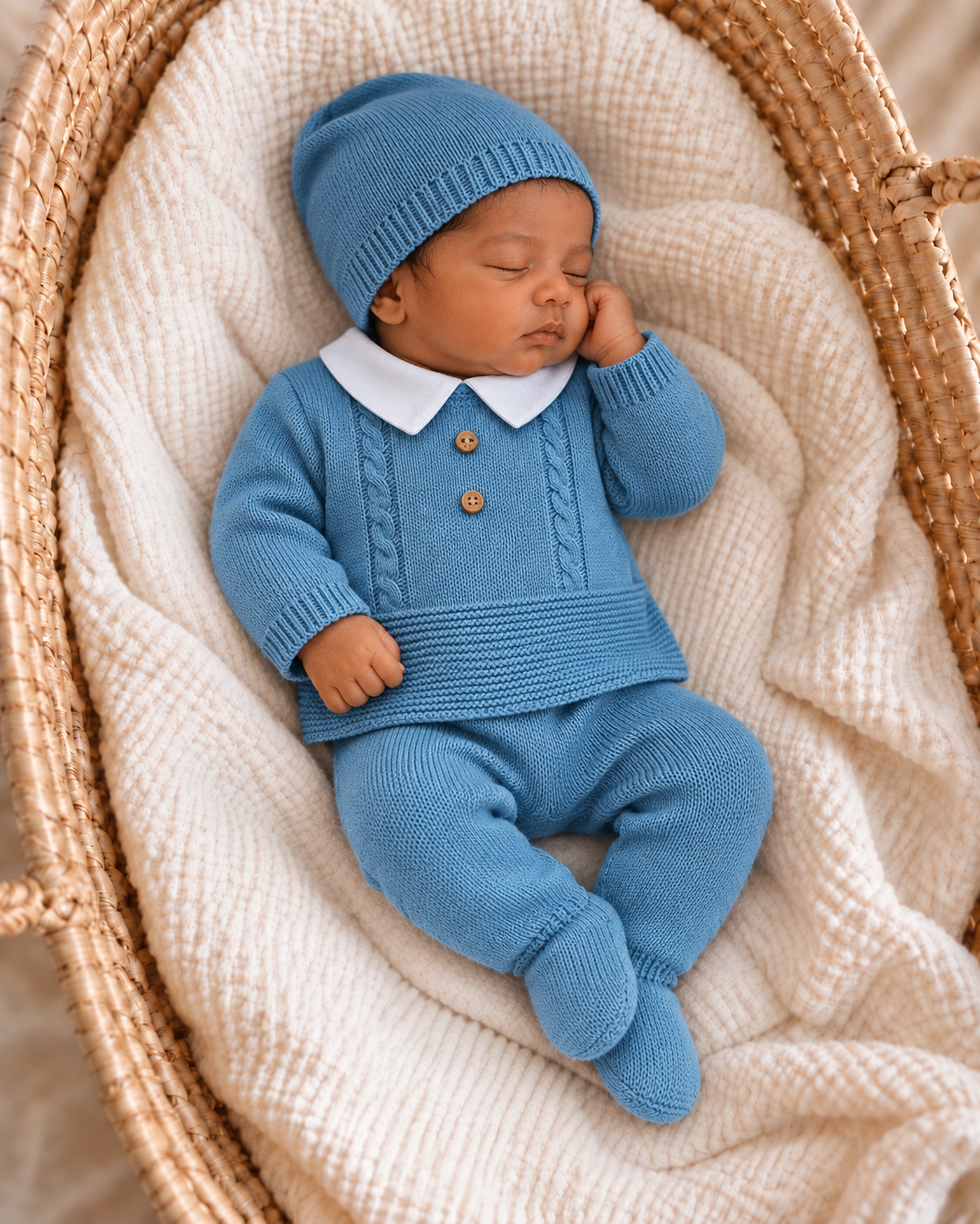 Ensemble naissance en maille personnalisé - Charme