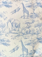 Gigoteuse molletonée en gaze de coton safari tons bleuté - personnalisable -