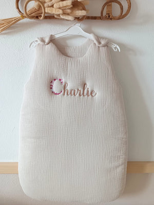 Gigoteuse molletonnée en gaze de coton beige 0/6mois ou 6/24 mois