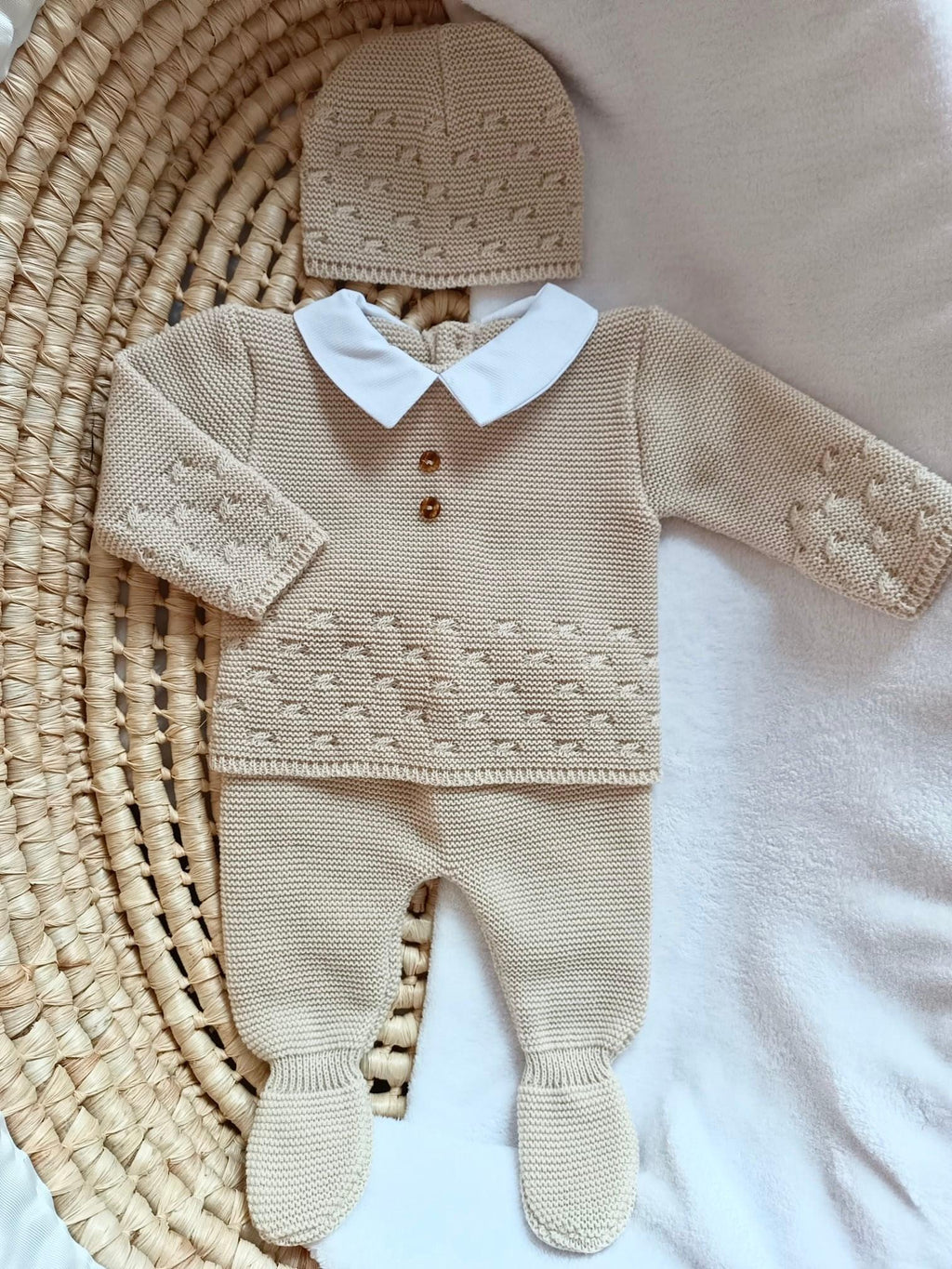 Ensemble naissance en maille personnalisé - Elégance