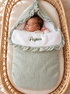 Nid d’ange personnalisé bébé en gaze de coton