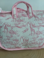 Sac à langer en gaze de coton safari tons rose/fushia - personnalisable -