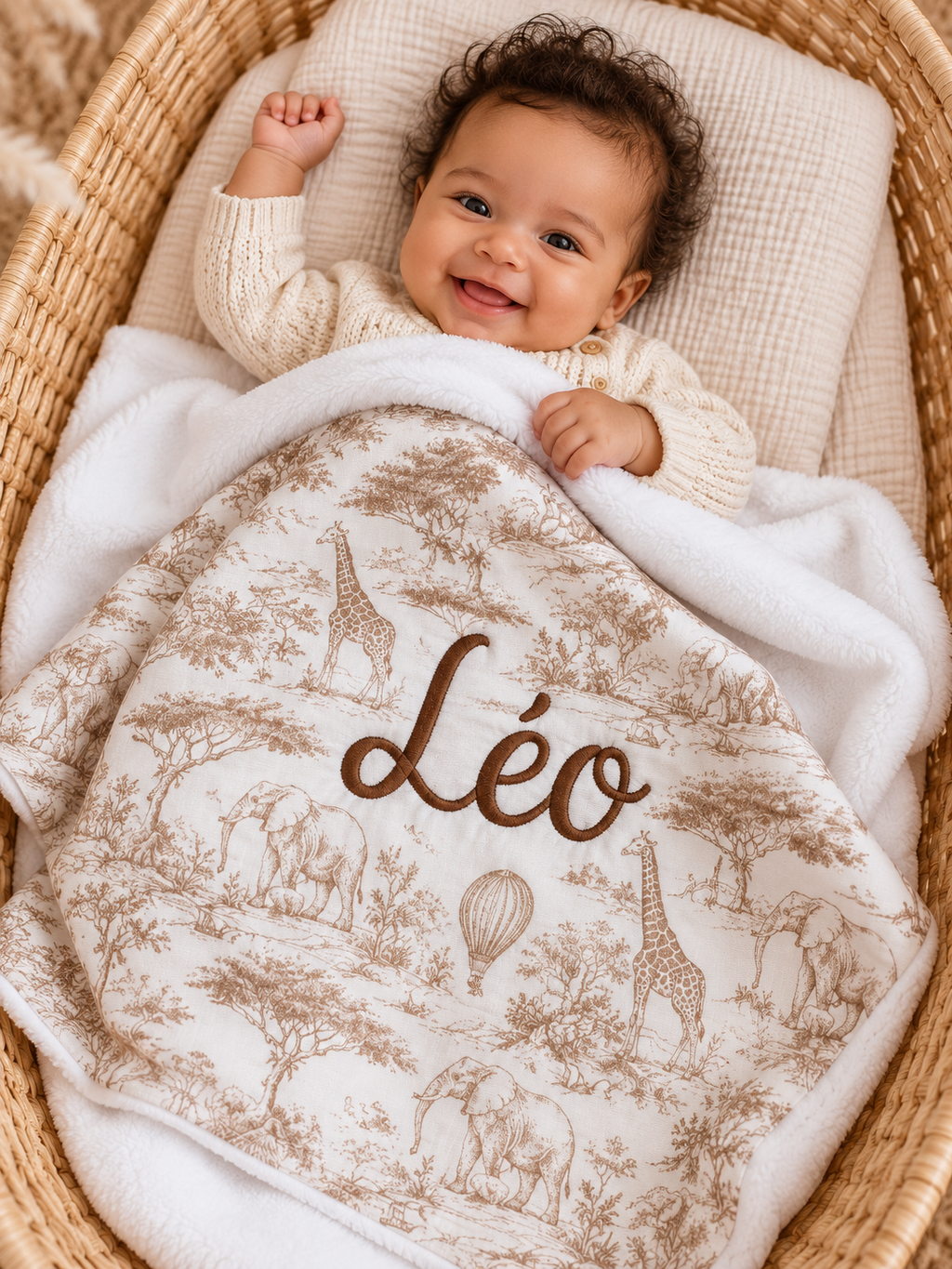 Couverture personnalisée bébé – Collection Safari