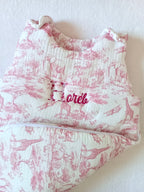Gigoteuse molletonée en gaze de coton safari tons rose/fushia - personnalisable -