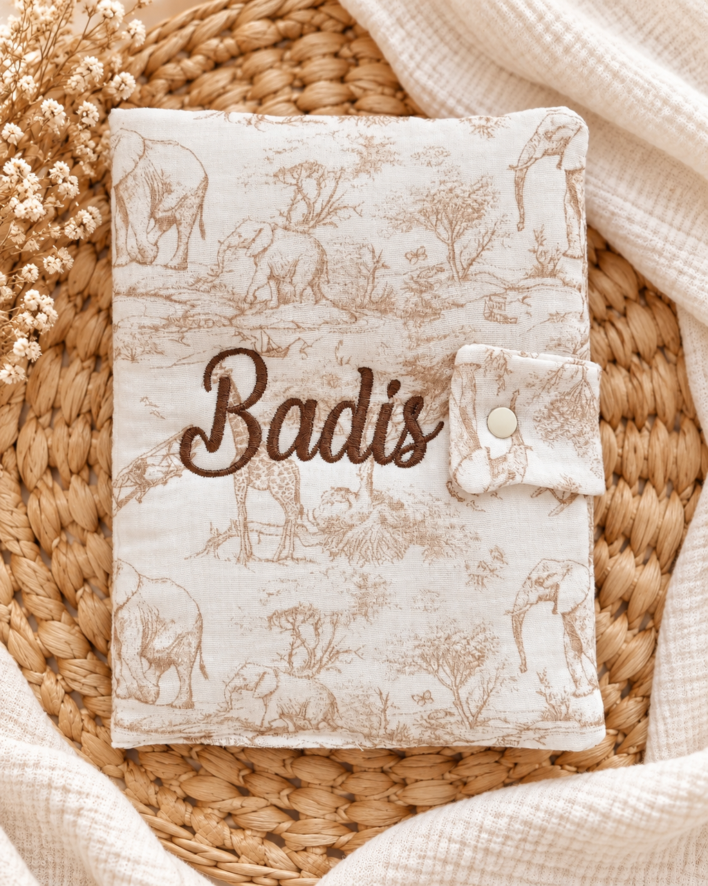Protège carnet de santé personnalisé bébé – Collection Safari