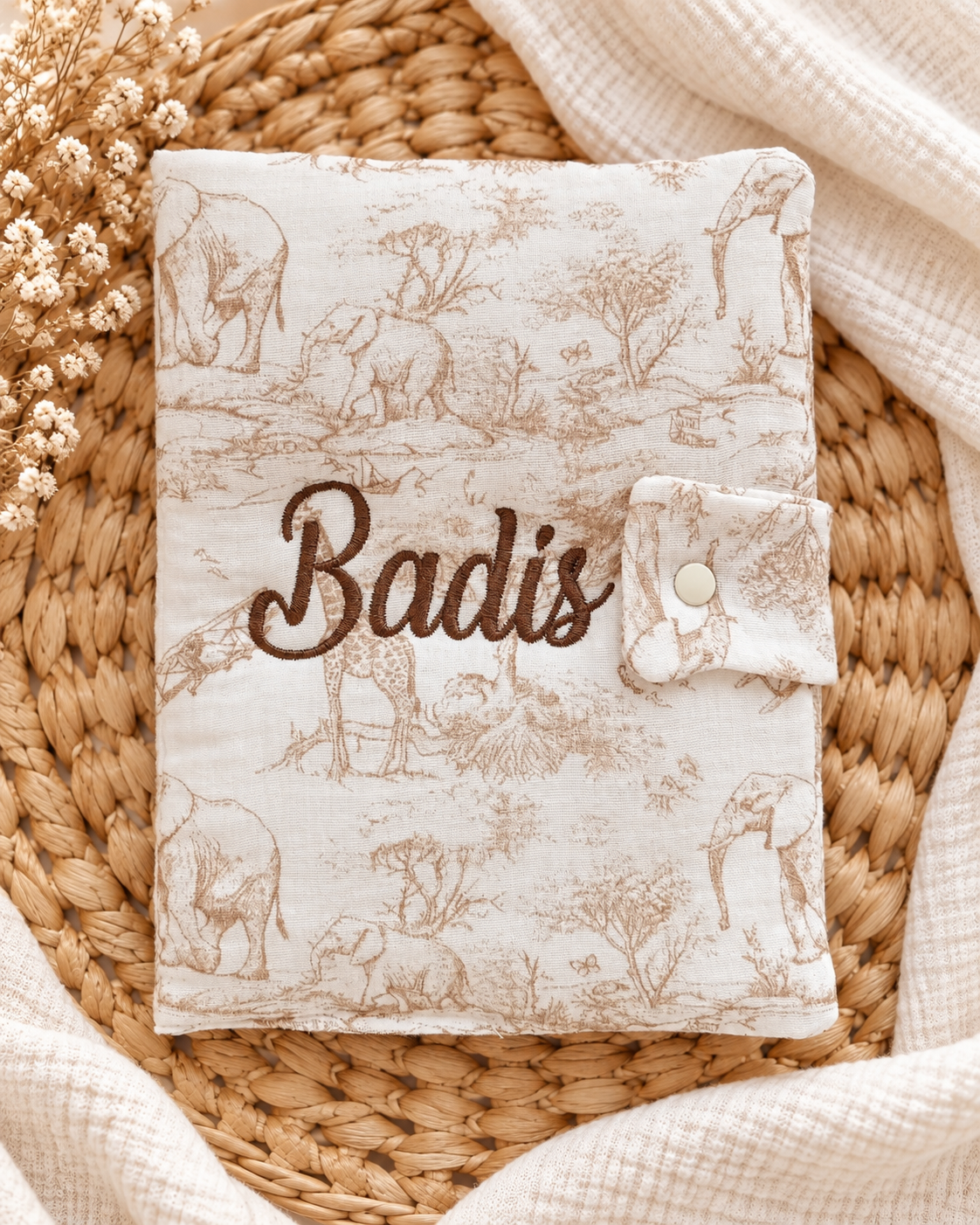 Protège carnet de santé personnalisé bébé – Collection Safari