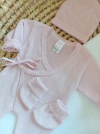 Combinaison rose 100% coton, 3 pièces, 0/3 mois - personnalisable -