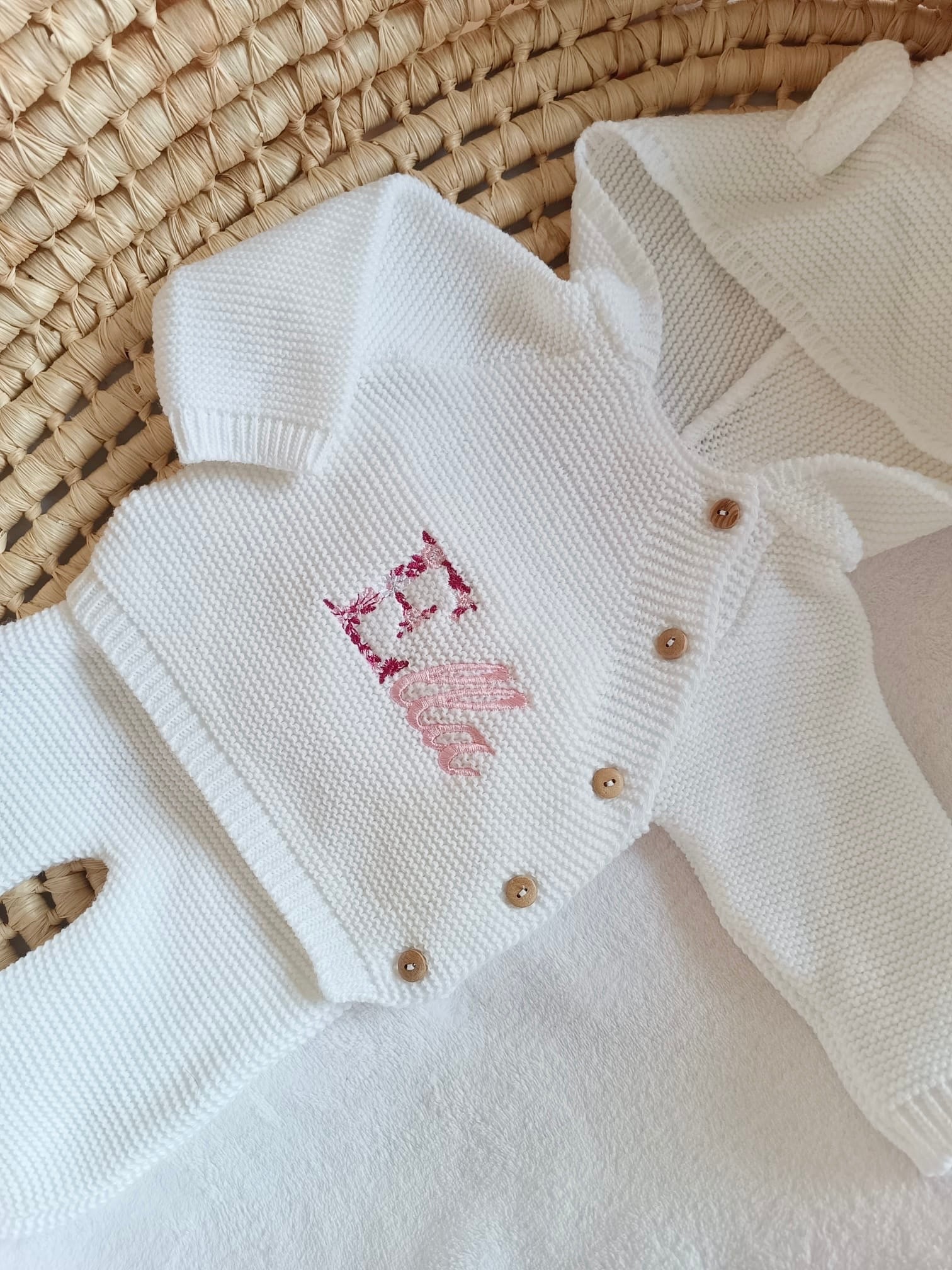Tenue naissance blanc 0/3 mois -  oreilles ours - personnalisable -
