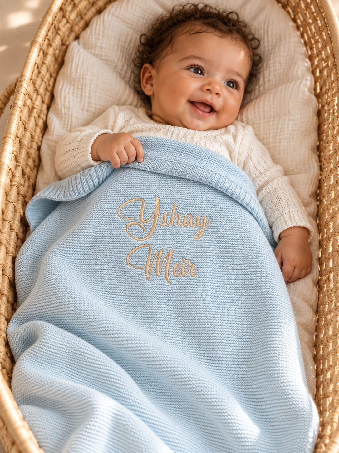 Couverture bébé personnalisée à volant en maille
