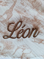 Cape de bain en gaze de coton safari beige - personnalisable -