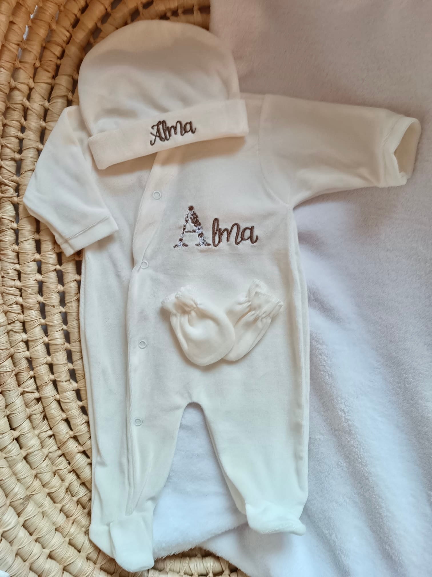 Dors bien velours crème, 3 pièces