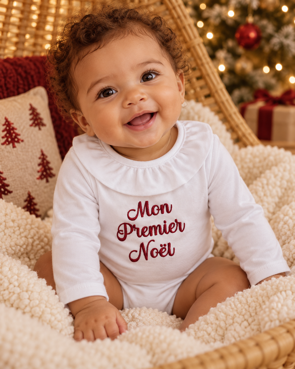 Body bébé brodé « Mon premier Noël » – 0/3 mois