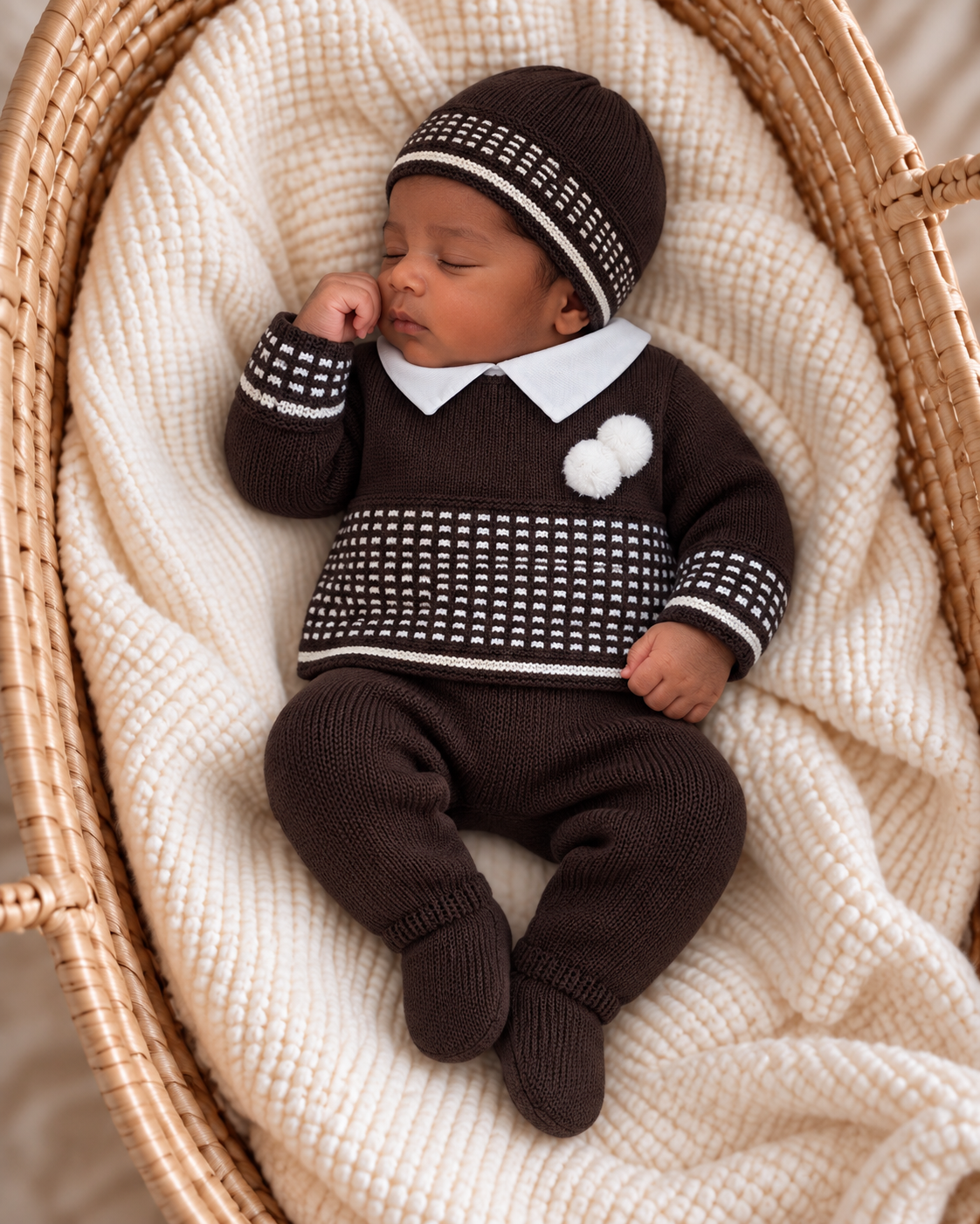 Ensemble naissance 3 pièces en maille « Roméo »
