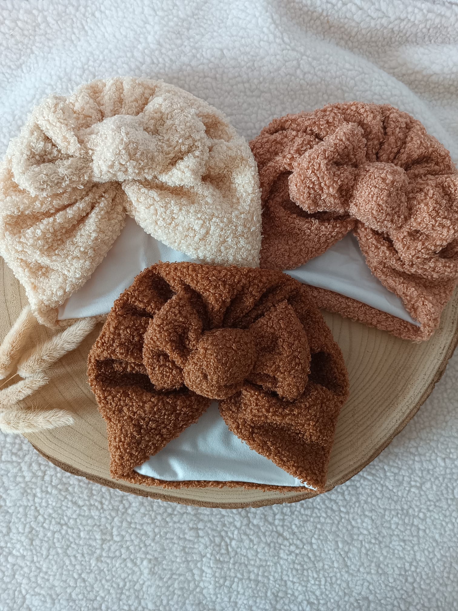Turbans moumoutes marron foncé/beige/marron 0/6 mois