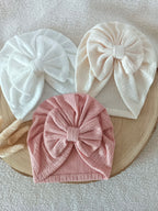 Lot turbans blanc/crème/rose 0/6 mois