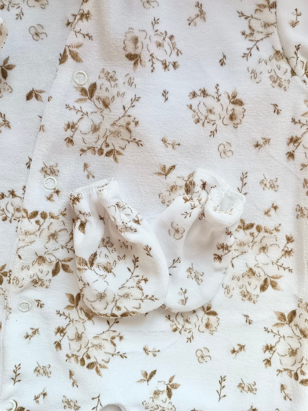 Dors bien velours fleurs de coton tons beige/marron, 3 pièces