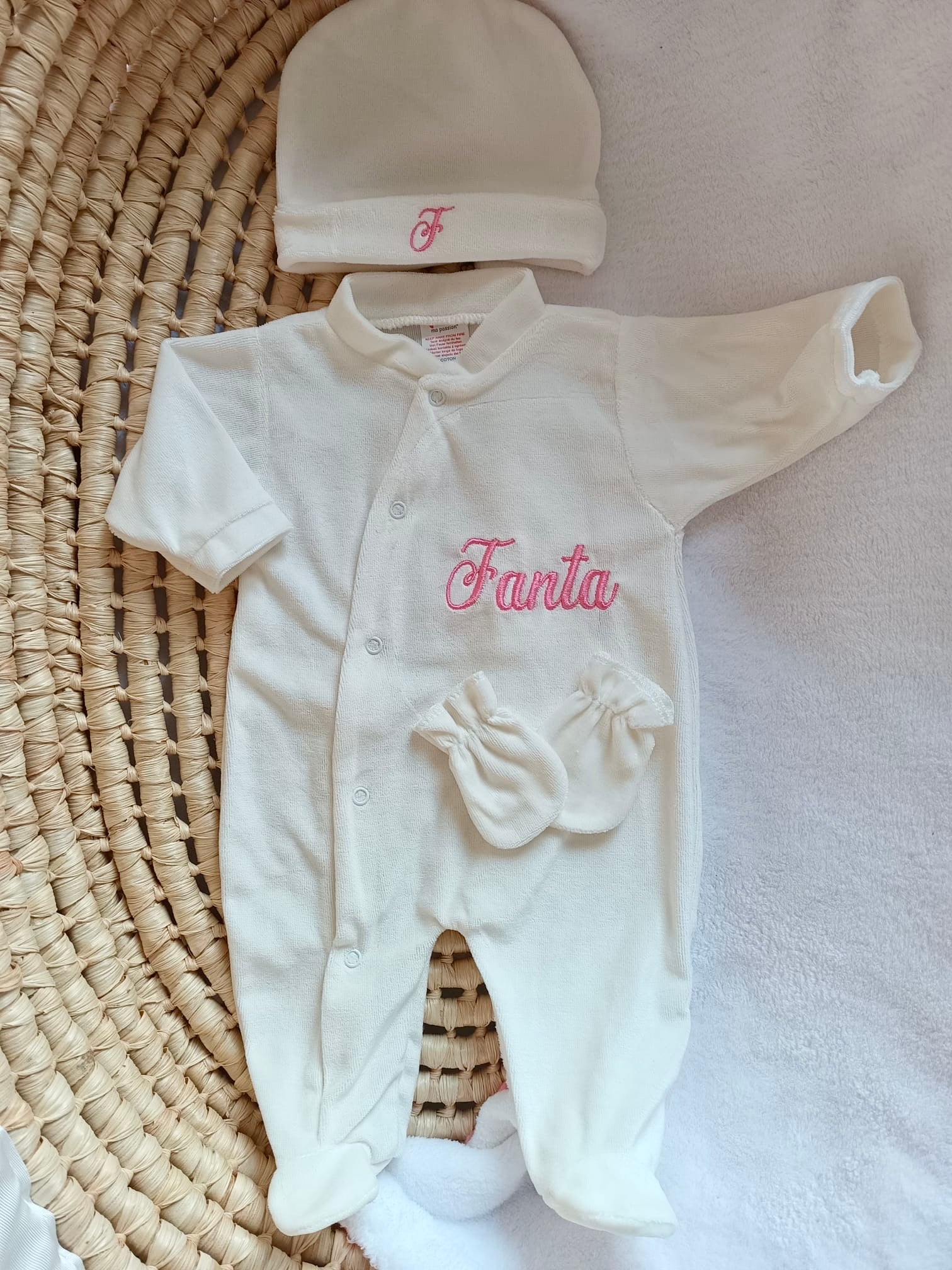 Dors bien velours crème, 3 pièces