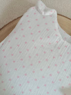 Gigoteuse molletonnée en gaze de coton cœurs rose