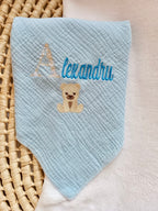 Lange en gaze de coton bleu ciel 60*60 personnalisable