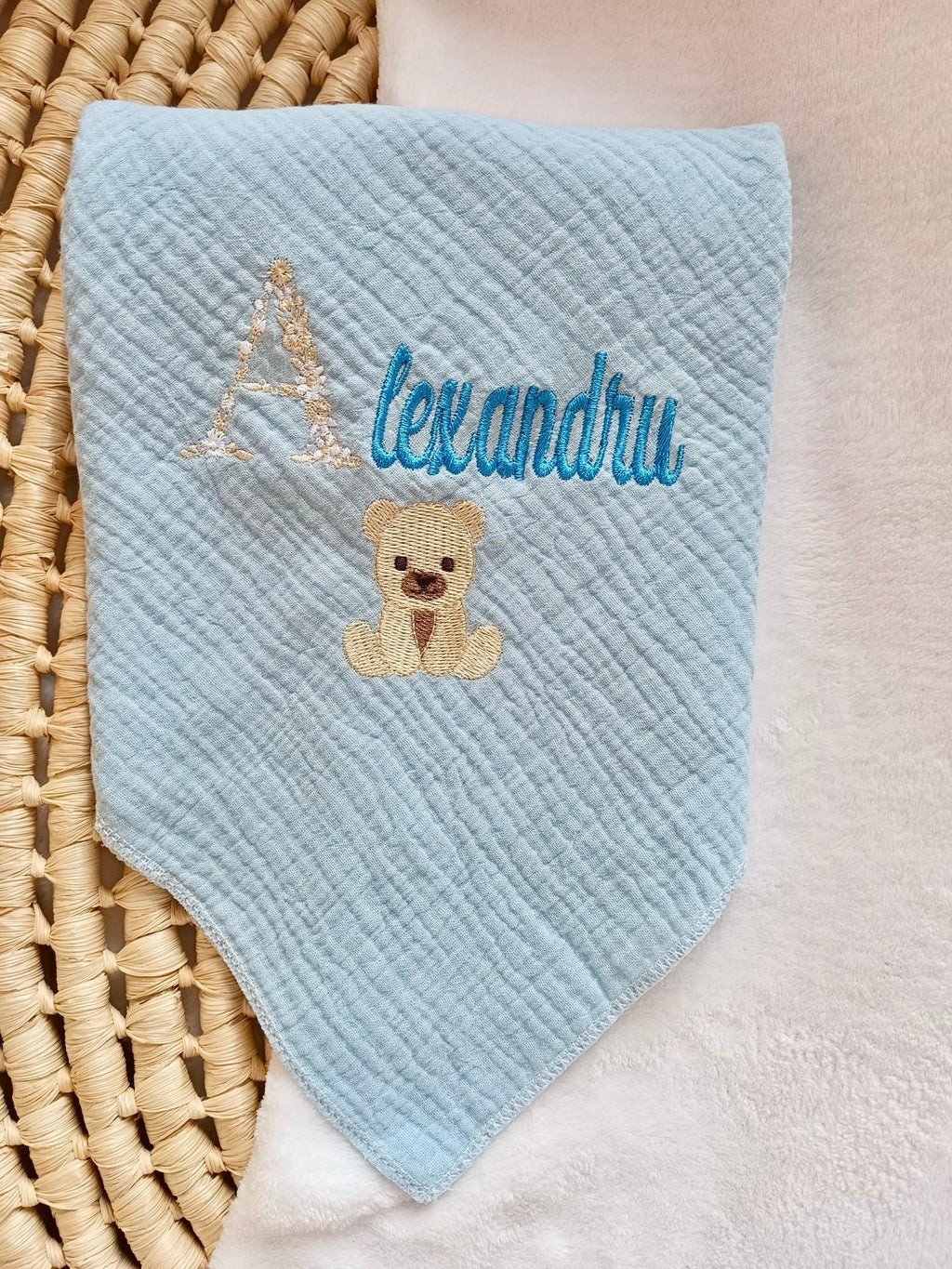 Lange personnalisé bébé en gaze de coton