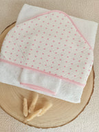 Cape de bain en gaze de coton cœurs rose - personnalisable -