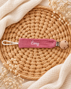 Attache-tétine personnalisée bébé en gaze de coton