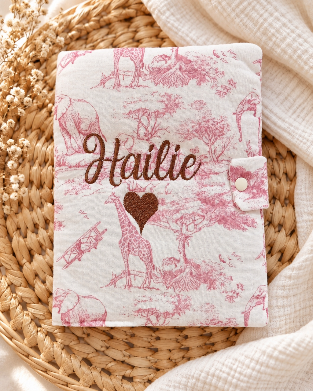 Protège carnet de santé personnalisé bébé – Collection Safari