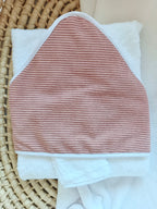 Cape de bain en velours terracotta - personnalisable -