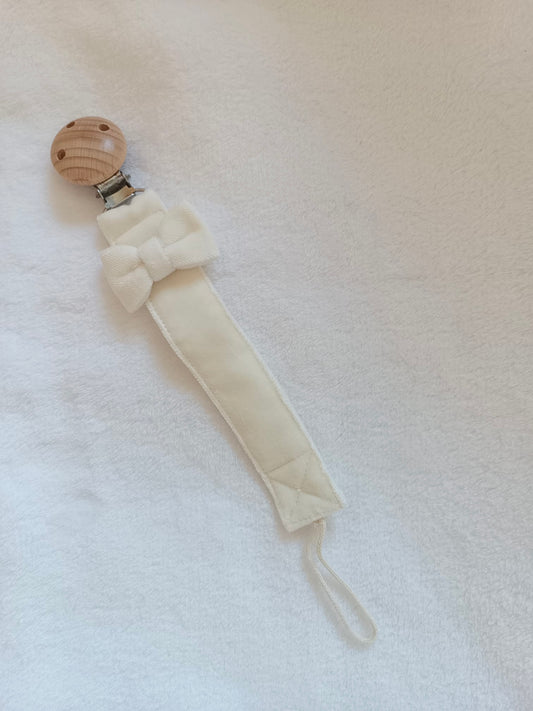 Attache tétine avec noeud velours - personnalisable -