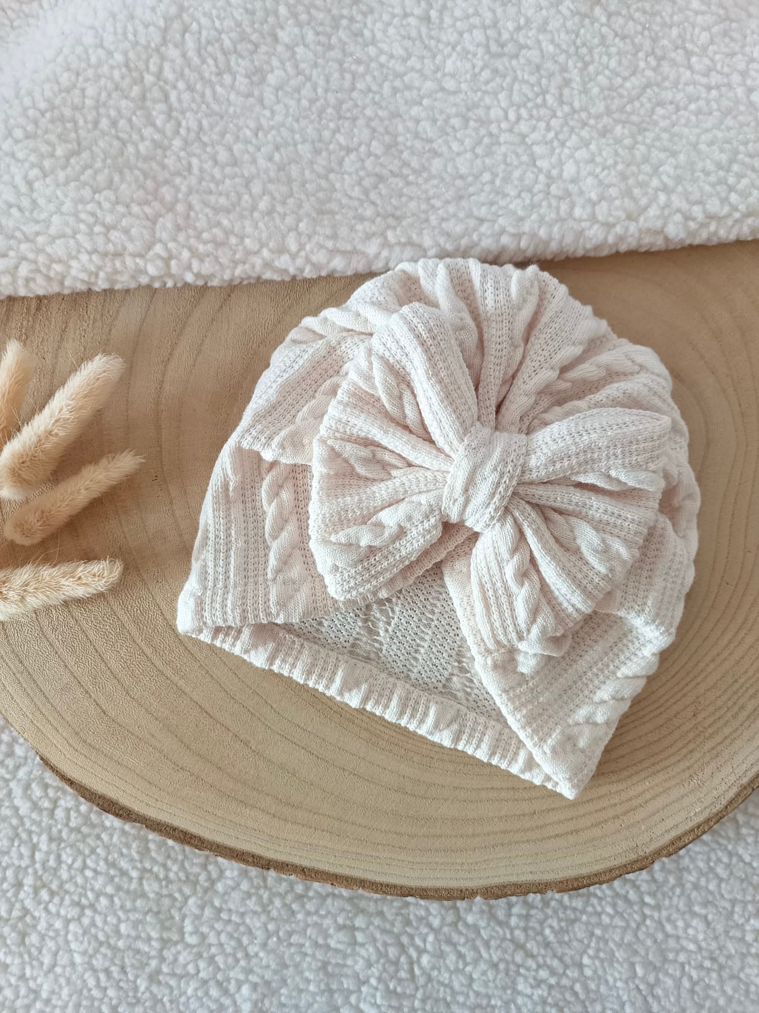 Lot turbans blanc/crème/marron 0/6 mois