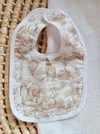 Bavoir en gaze de coton safari tons beige - personnalisable -