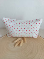 Trousse en gaze de coton cœurs rouge- personnalisable -