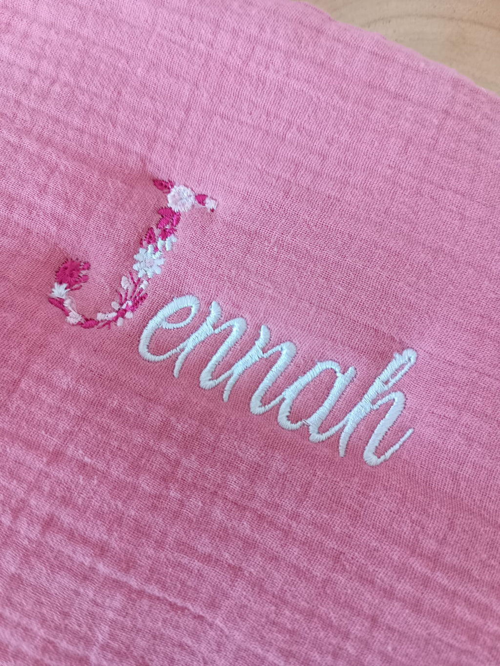 Trousse en gaze de coton framboise - personnalisable -