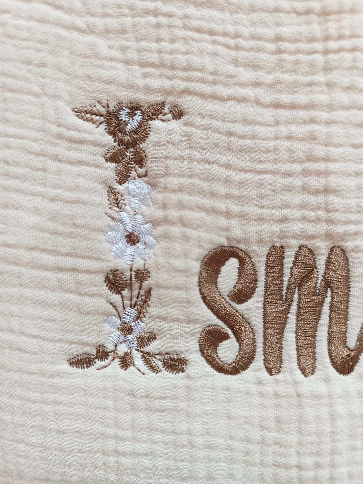 Couverture en gaze de coton et polaire beige - personnalisable -