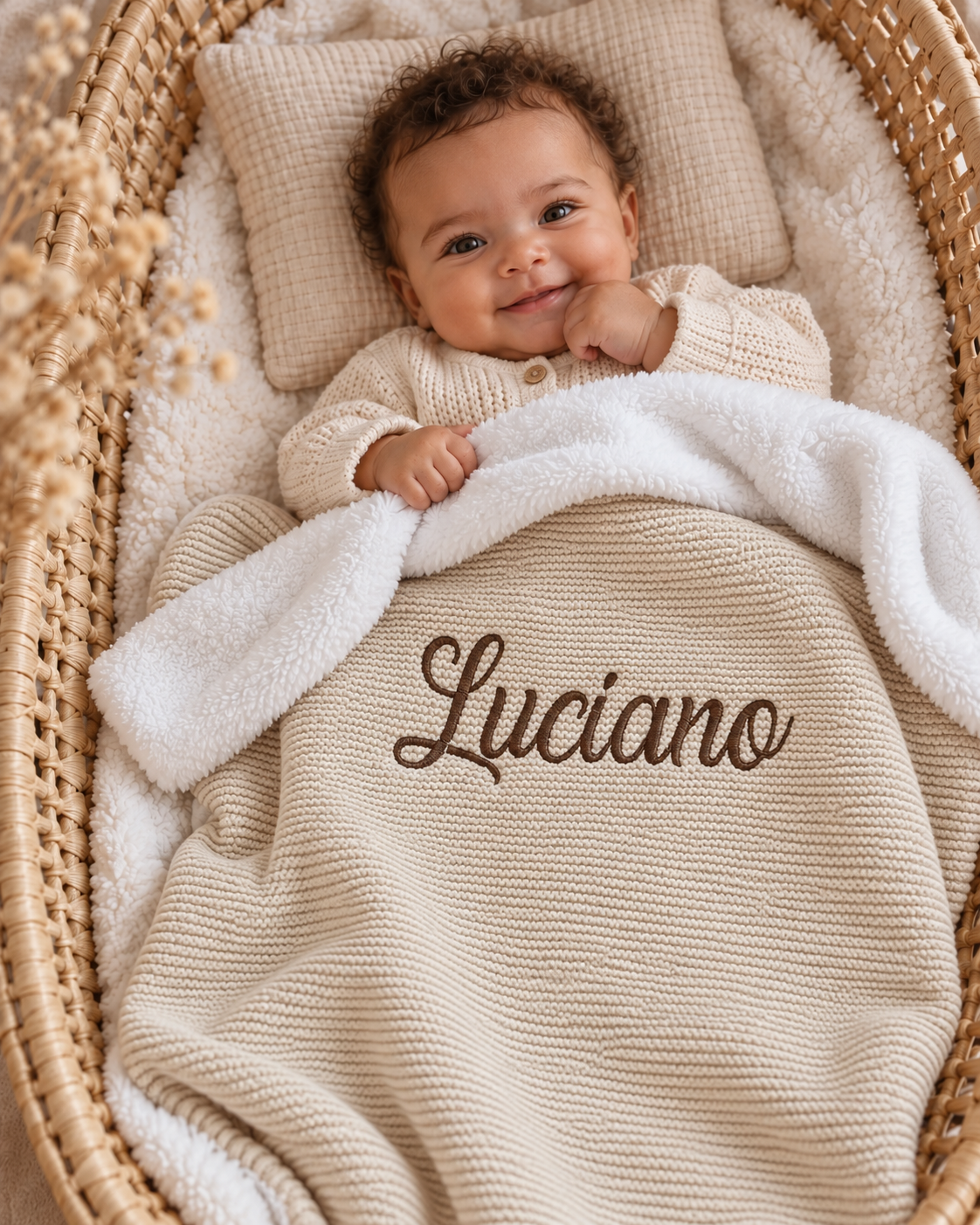 PRÉCOMMANDE - Couverture bébé personnalisée - Maille intérieur polaire