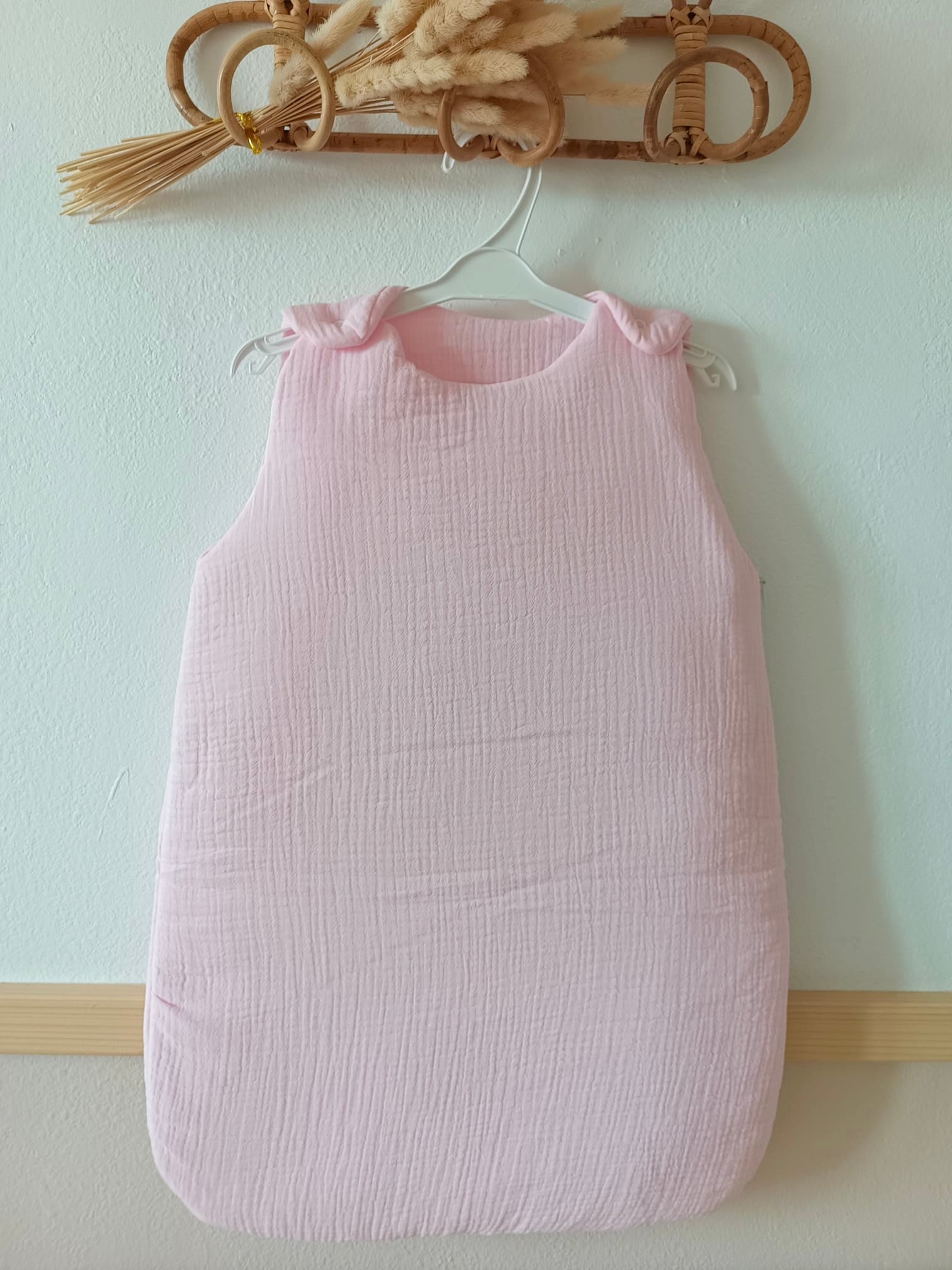 Gigoteuse molletonnée en gaze de coton rose