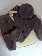 Tenue naissance marron 0/3 mois - avec Lettre Fleuries à personnaliser + coeurs - personnalisable -