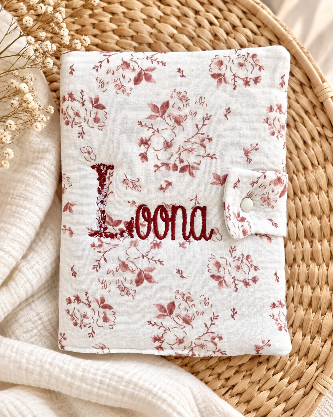 Protège carnet de santé personnalisé bébé – Fleurs de Coton