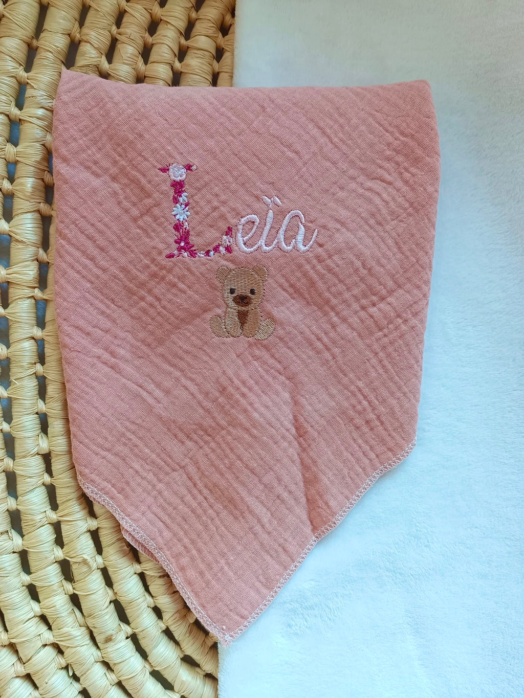 Lange personnalisé bébé en gaze de coton