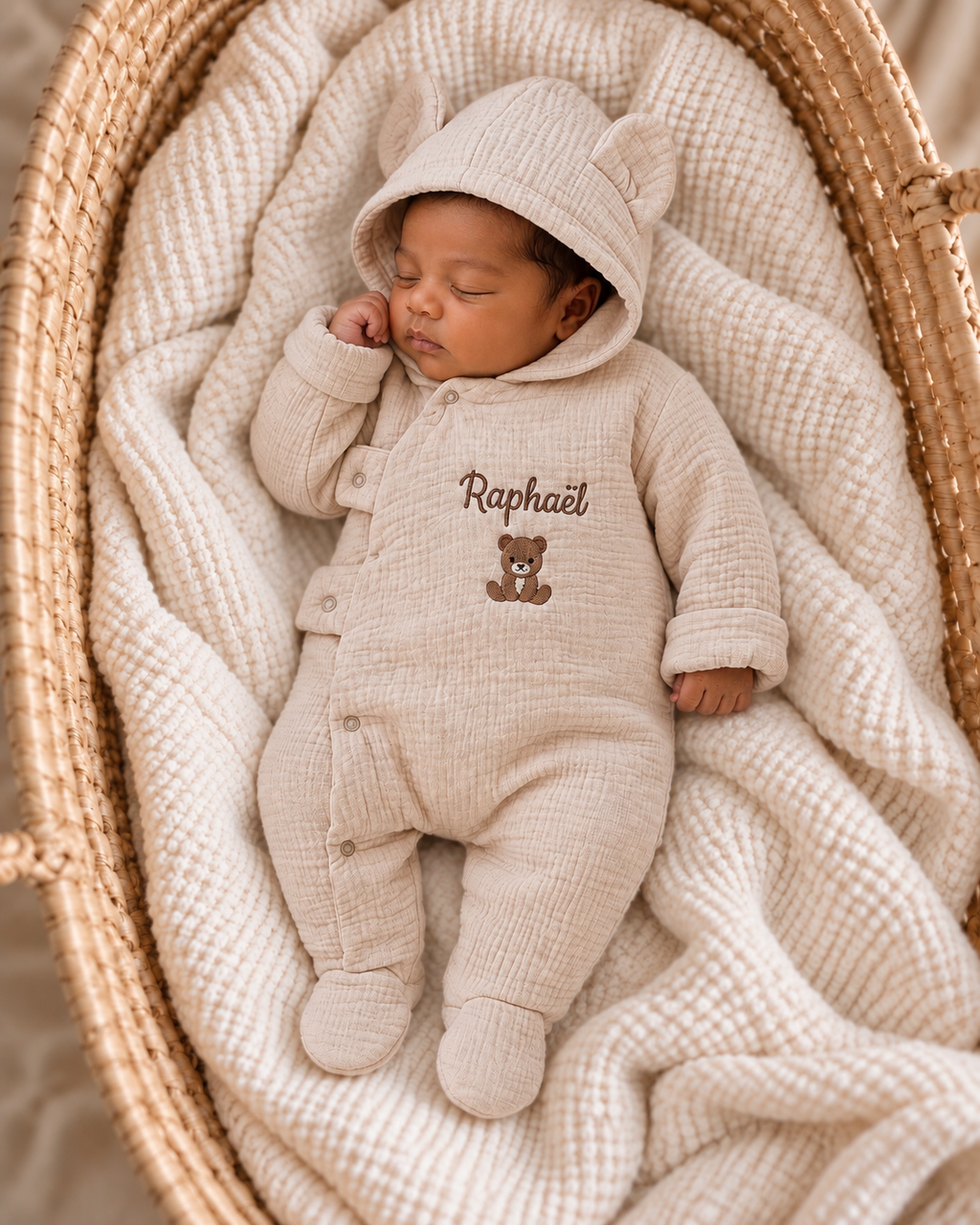 Combinaison pilote personnalisée bébé en gaze de coton