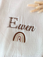 Couverture en gaze de coton et polaire beige - personnalisable -