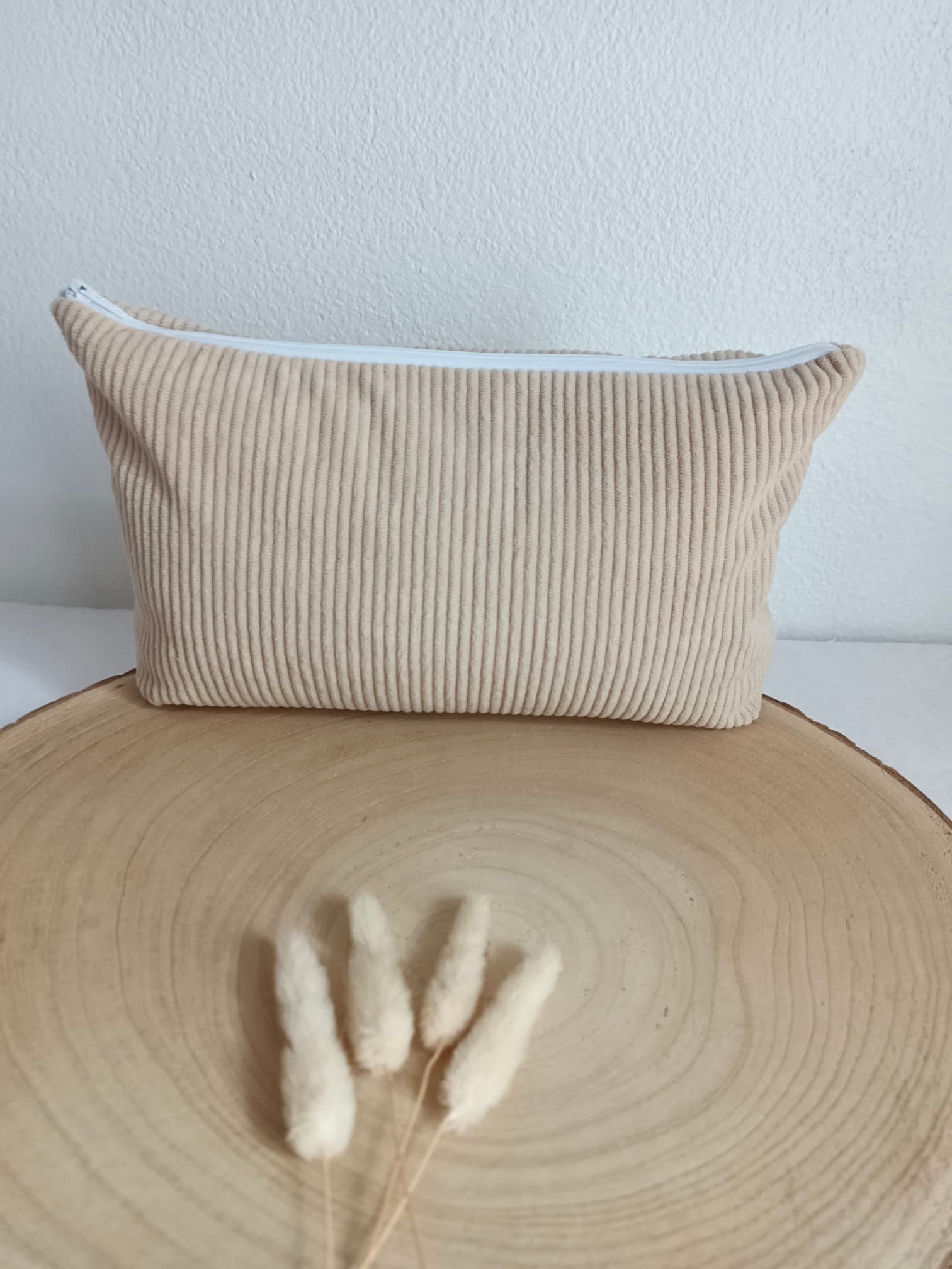 Trousse en velours beige - personnalisable -