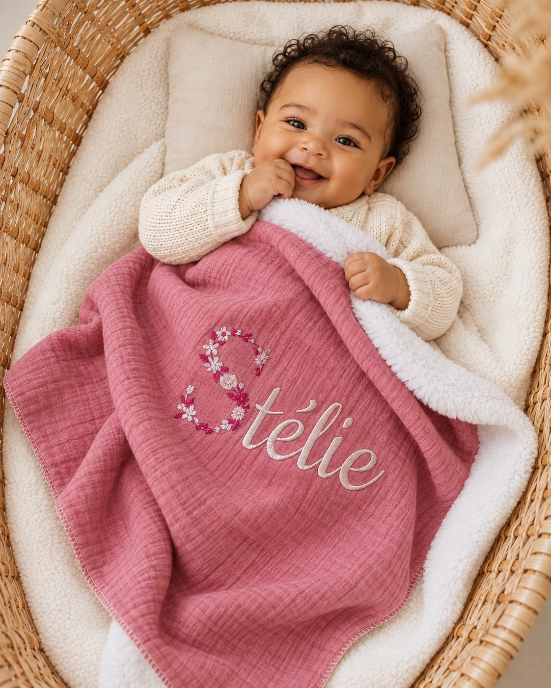Couverture personnalisée bébé en gaze de coton