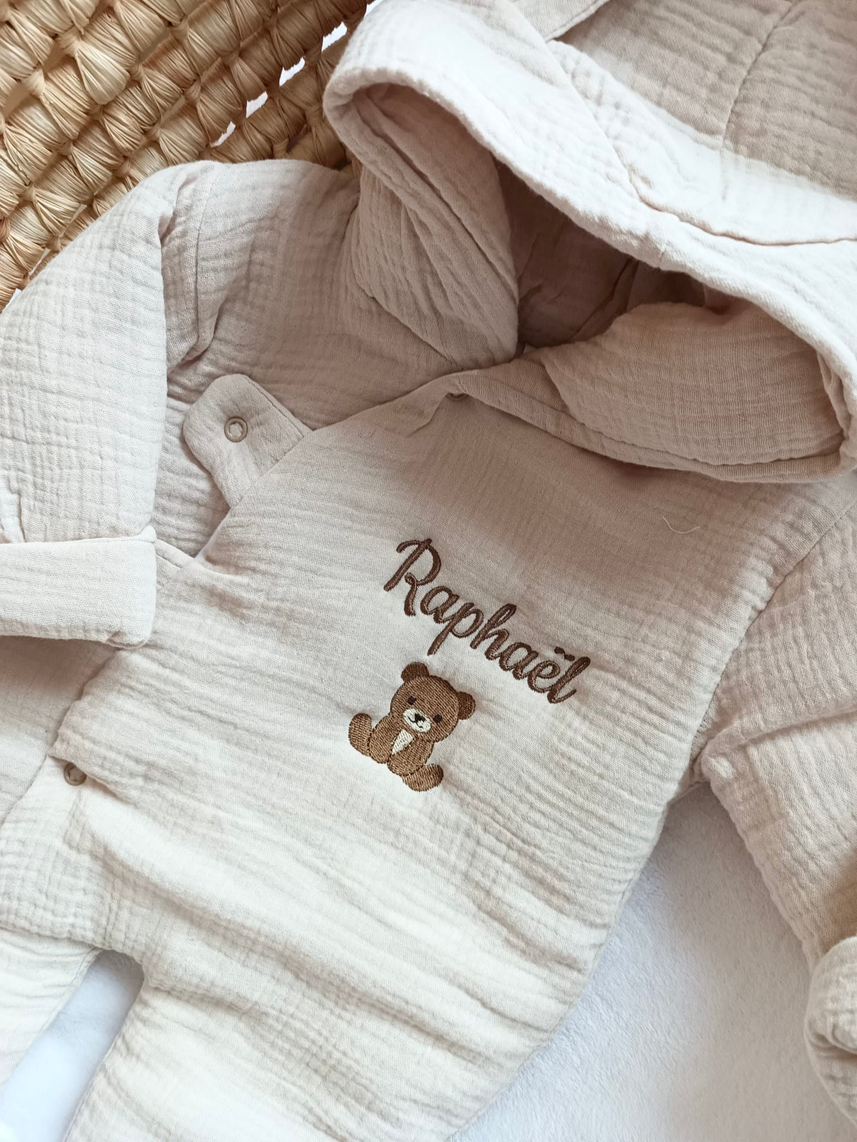 Combinaison pilote personnalisée bébé en gaze de coton
