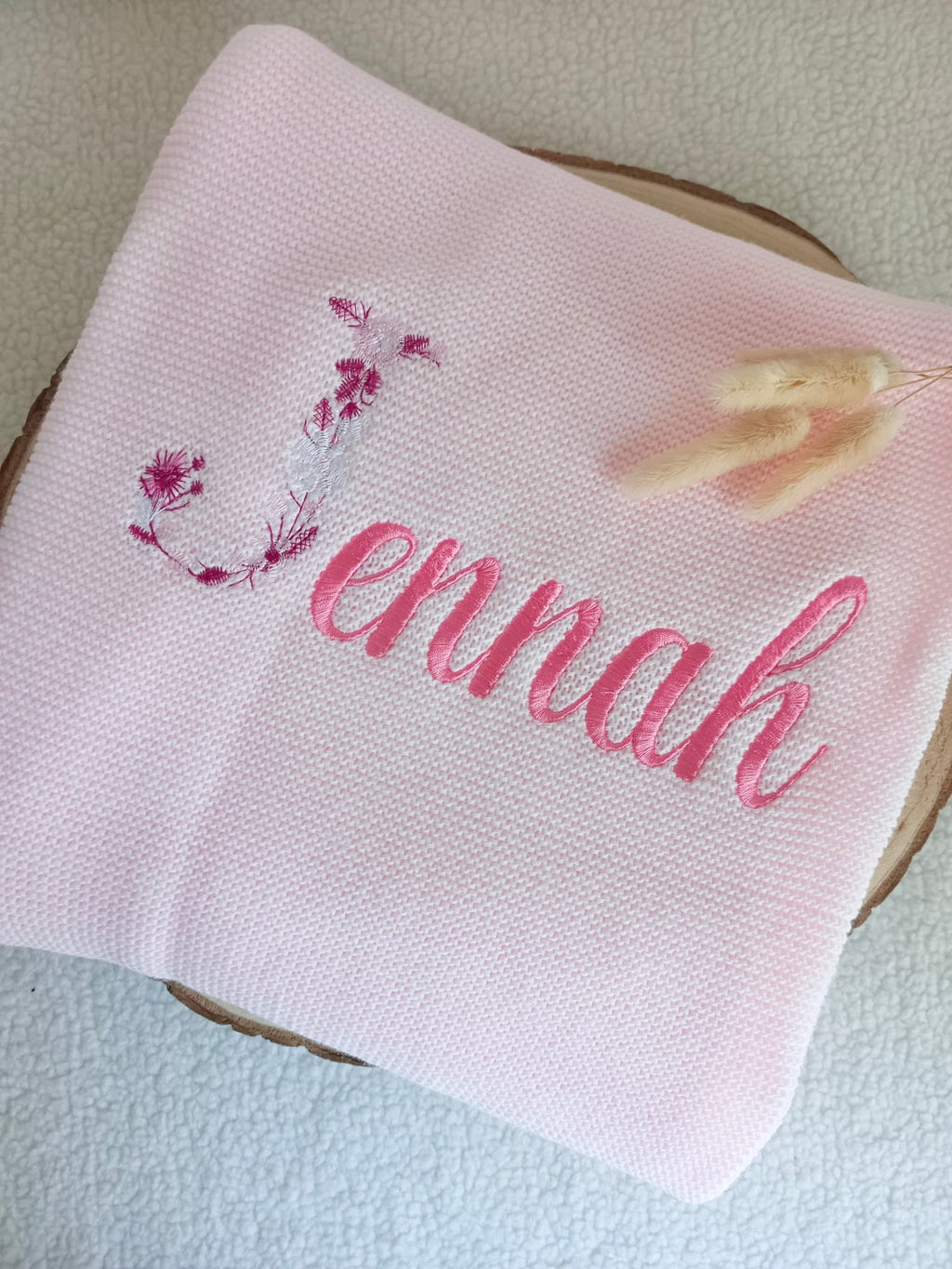 Couverture en maille rose - personnalisable -