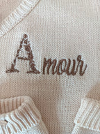 Combinaison beige 100% coton, 3 pièces, 0/3 mois - personnalisable -