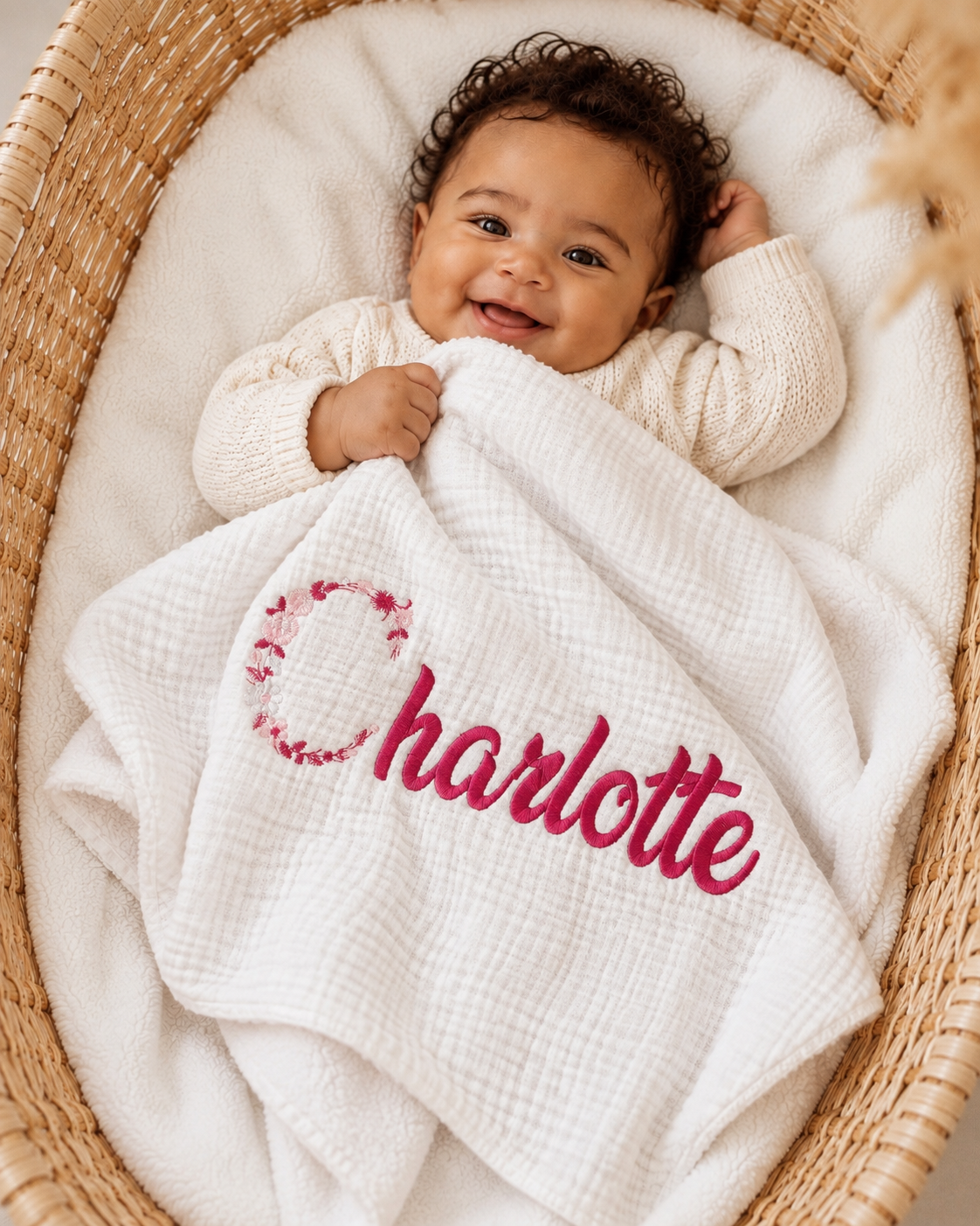 Couverture personnalisée bébé en gaze de coton