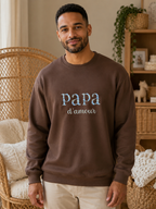 Pull Papa d'amour personnalisé - Broderie lettre fleuries