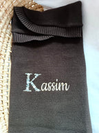 Couverture en maille marron - personnalisable -